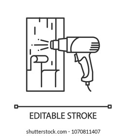 Hot Air Gun Heating Surface Linear Icon. Paint Removing. Thin Line Illustration. Contour Symbol. Vector Isolated Outline Drawing. Editable Stroke