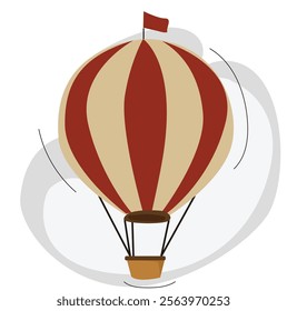 Hot air red balloon vector illustration. Balloon festival.