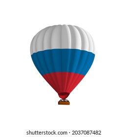 Ilustración vectorial de globo de bandera rusa azul vivo. Aeronaves de paracaídas de color aisladas y gráficas. Festival de globos.