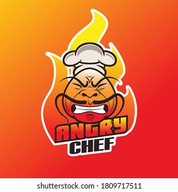 Hot Angry Chef Mascot Logo