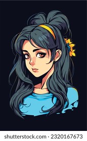 hot anime girl character vector illustration design. Manga Anime girl portrait of young girl anime style character vector illustration design. girl anime female manga cartoon