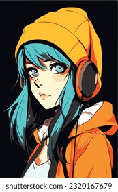 hot anime girl character vector illustration design. Manga Anime girl portrait of young girl anime style character vector illustration design. girl anime female manga cartoon