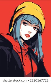 hot anime girl character vector illustration design. Manga Anime girl portrait of young girl anime style character vector illustration design. girl anime female manga cartoon