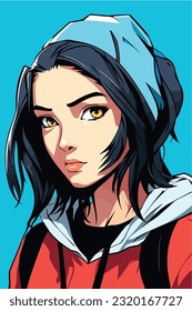 hot anime girl character vector illustration design. Manga Anime girl portrait of young girl anime style character vector illustration design. girl anime female manga cartoon