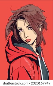hot anime girl character vector illustration design. Manga Anime girl portrait of young girl anime style character vector illustration design. girl anime female manga cartoon