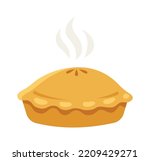 Hot apple pie flat illustration