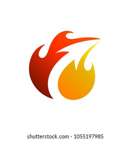 Hot Arrow Logo Design. Fire with Arrow Shape Inside