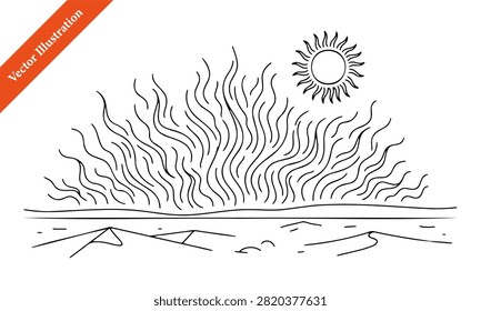 Hot Atmosphere and Heat Haze Waves over Dry Sandy Desert Dunes