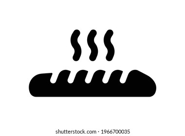 Hot baguette bakery bread icon