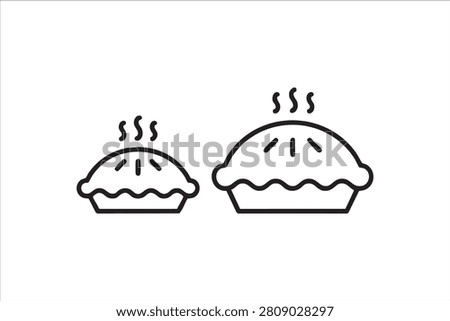 Hot Baked Pie Outline Icons for Bakery and Dessert Menu Graphics