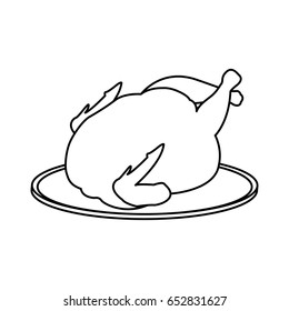hot baked roasted chicken on plate fast food