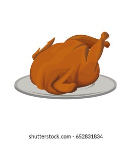 hot baked roasted chicken on plate fast food