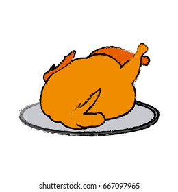 hot baked roasted chicken on plate