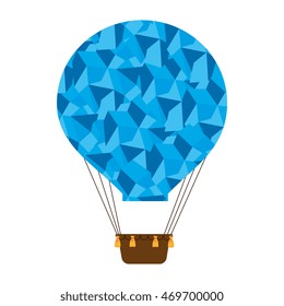 hot balloon air stripes blue abstract travel basket sky vector  isolated illustration