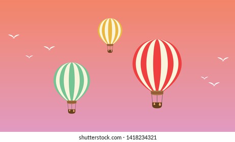 Hot balloon in the sky. Hot balloon vector. wallpaper. free space for text. background. poster.