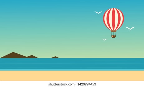 Hot balloon in the sky. Hot balloon vector. wallpaper. free space for text. background. poster.