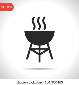 Hot barbecue grill illustration. Vacation vector icon