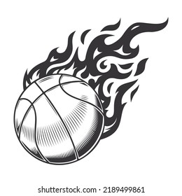 Hot basketball fire logo silhouette. basketball club graphic design logos or icons. vector illustration.