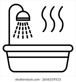 Ilustración vectorial de icono de contorno de baño caliente