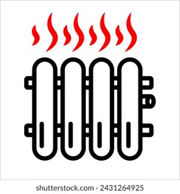 batería caliente, icono del radiador vector ilustración símbolo