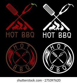 Hot BBQ grill vector labels collection