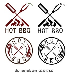 Hot BBQ grill vector labels collection