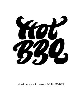 Hot BBQ. Premium handmade vector lettering and calligraphy phrase. Vector illustration.
