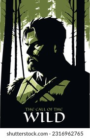 Hot bearded nordic viking scout warrior man in the pagan forest poster