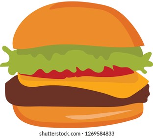 Hot Beefy Burger in Isolated Background