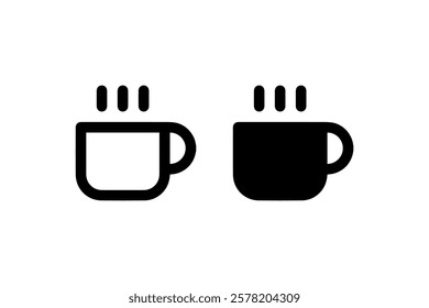 Hot Beverage Cup Icons in Outline and Solid Vector