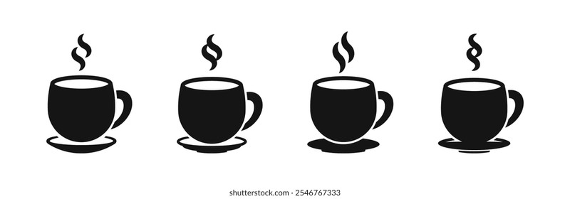 Conjunto de iconos abstractos de Vector de taza de bebida caliente.