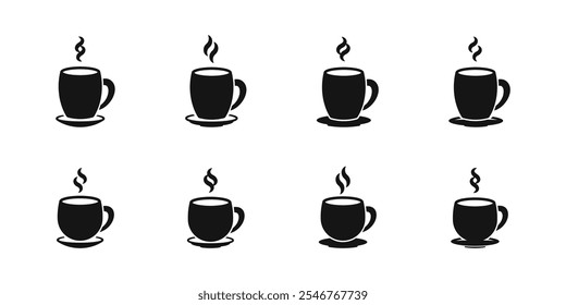 Hot beverage cup vector abstract icon set.