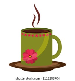 hot beverage decorative coffee cup on dish