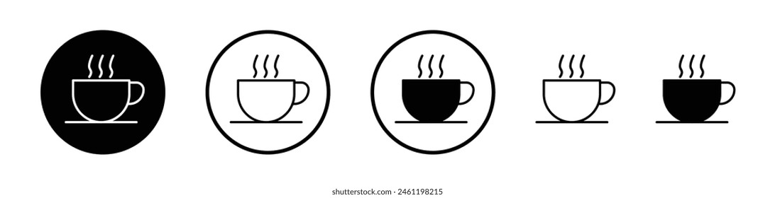 Hot Beverage Icon Set. Morning Coffee Symbol. Tea Cup Representation. Espresso Drink Emblem. Hot Drink Pictogram.