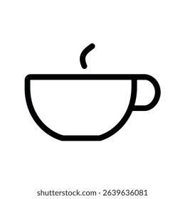 Hot beverage in a simple cup line art icon