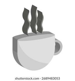 Hot beverage steam. Warm drink symbol. Cup gray illustration. Vector morning object. EPS 10.