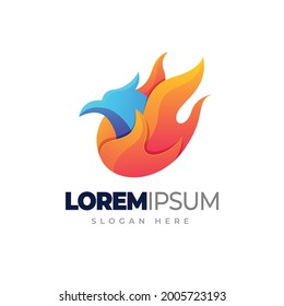 Logo-Vorlage für Hot-Vogel-Farbverlauf-Zeichen. Vektorgrafik