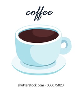 hot black coffee in a cup on white background vector