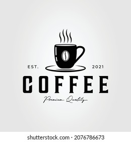 hot black coffee or one cup beverage logo vector illustration design