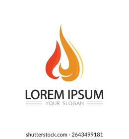 Hot blazing flame vector icon logo template for fire themed graphic design