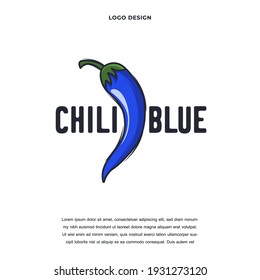 Hot blue chili pepper icon logo design vector illustration. blue chili pepper Creative logo design color editable