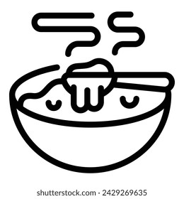 Hot borsch bowl icon outline vector. Ukrainian beetroot meal. Serving homemade borscht