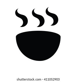 Hot  bowl with smoke  silhouette icon isolated on white background 
