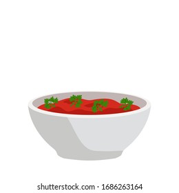 Hot bowl of soup, dish isolated icon. Soup with vegetables isolated on white background