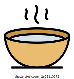 Hot bowl soup icon. Outline hot bowl soup vector icon color flat isolated