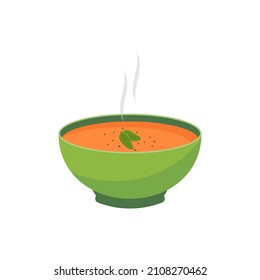 Hot bowl of soup. Soup with vegetables, vector