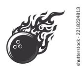 Hot bowling ball fire logo silhouette. bowling club graphic design logos or icons. vector illustration.