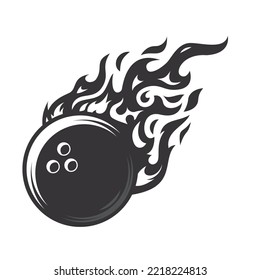 Silueta del logotipo del incendio de la bola de bolos caliente. logotipos o iconos de diseño gráfico del club de bowling. ilustración vectorial.
