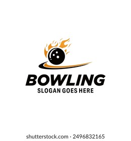 Hot bowling sport logo design vector illustration