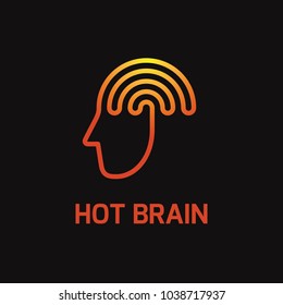 Hot brain, creative mind, head and brain vector icon.